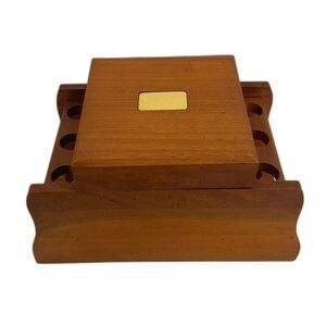 Vintage Decatur Industries Deco Aztec Tobacco Humidor And 6 Pipe Holder